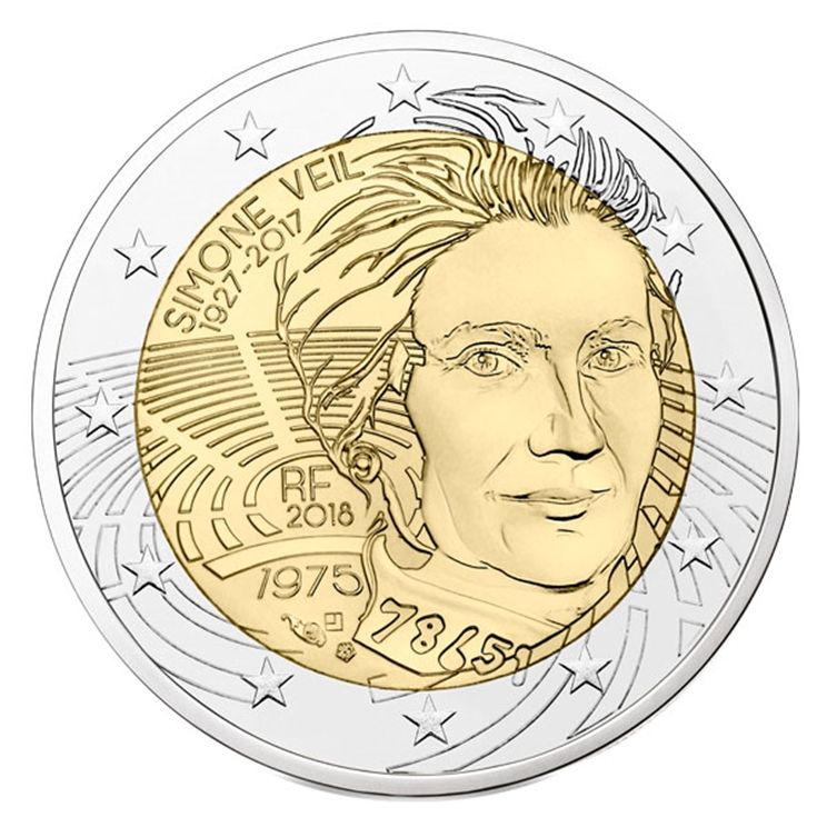 Pièce de 2€ commémorative 2018 : FRANCE (Simone Veil)