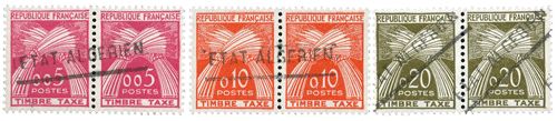 3 timbres Fr. surchargés "Etat Algérien" neufs** - Timbre Algérie Etat indépendant Taxe