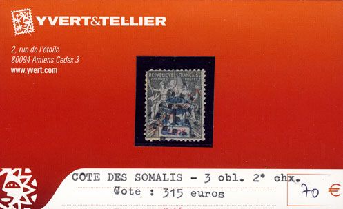 COTE DES SOMALIS - n° 3 Obl. COTE DES SOMALIS - n° 3 Obl.