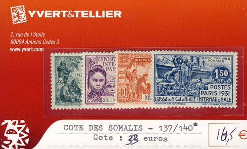COTE DES SOMALIS - n° 137/140* COTE DES SOMALIS - n° 137/140*