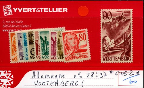 ALLEMAGNE (WURTEMBERG) - n° 28/37* ALLEMAGNE (WURTEMBERG) - n° 28/37*