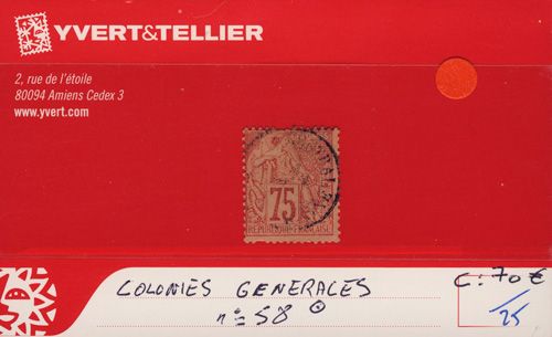 COLONIES GENERALES - n° 58 Obl. COLONIES GENERALES - n° 58 Obl.
