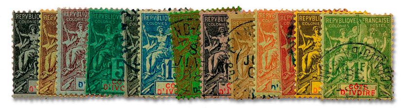 n°1/13 obl. - Timbre COTE D´IVOIRE Poste n°1/13 obl. - Timbre COTE D´IVOIRE Poste