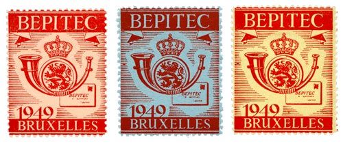 Belgique : Exposition philatélique Bruxelles 1949 BEPITEC (3 valeurs*) Belgique : Exposition philatélique Bruxelles 1949 BEPITEC (3 valeurs*)