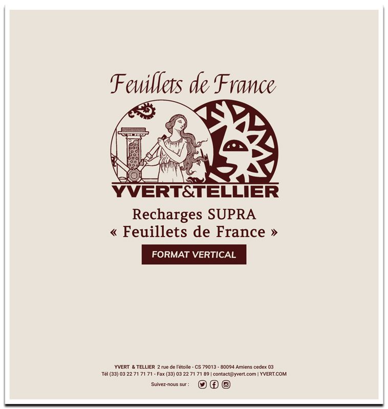 Pages verticales "SUPRA FEUILLETS DE FRANCE " : blanc avec cadre (x10)