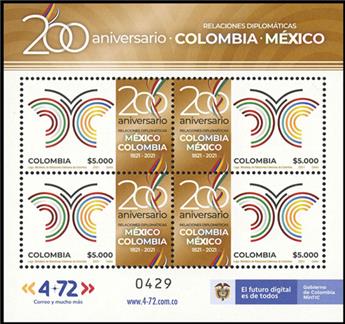n° 2412/2413 (2 paires) - Timbre COLOMBIE Poste