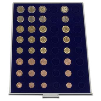 MEDAILLIER : 48 CASES RONDES ( SPECIAL EURO : 1ct à 2€) - Bleu
