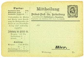 Allemagne : Poste Privée. Entier Postal timbré sur commande de HEIDELBERG.