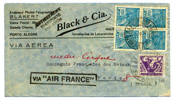 Brésil : 25-2-1935. NATAL DAKAR PARIS par Givon sur Avion Santos Dumont