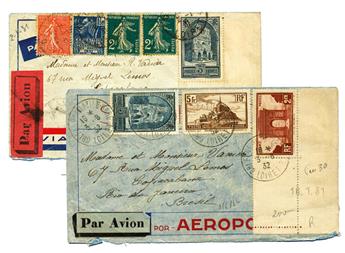 France : Aéropostale. 2 plis avec affranchissements composés de France pour le Brésil 1931/1932