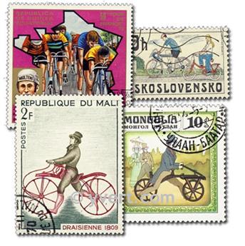 CYCLISME : pochette de 100 timbres (Oblitérés)