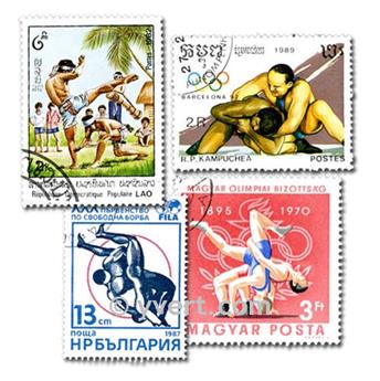 LUTTE : pochette de 50 timbres (Oblitérés)