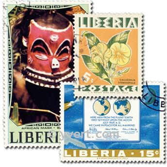 LIBERIA : pochette de 100 timbres (Oblitérés)