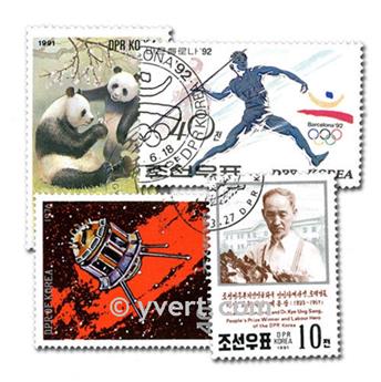 COREE DU NORD : pochette de 200 timbres (Oblitérés)