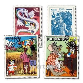 CONTES : pochette de 100 timbres (Oblitérés)