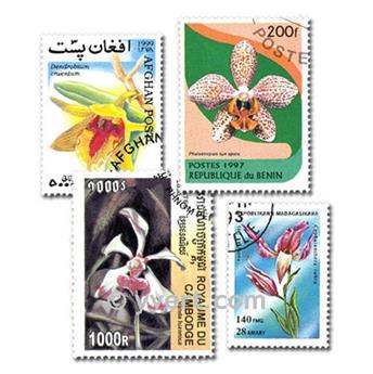 ORCHIDEES : pochette de 50 timbres (Oblitérés)