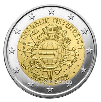 2 EURO COMMEMORATIVE 2012 : AUTRICHE (10e anniversaire de la mise en circulation des billets et des pièces en euros)