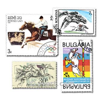HIPPISME : pochette de 100 timbres (Oblitérés)