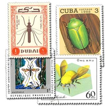 INSECTES : pochette de 200 timbres (Oblitérés)