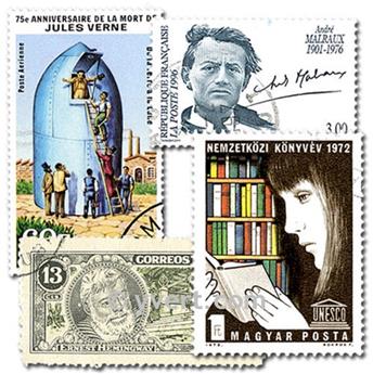 LITTERATURE : pochette de 100 timbres (Oblitérés)