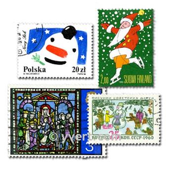 NOEL : pochette de 100 timbres (Oblitérés)
