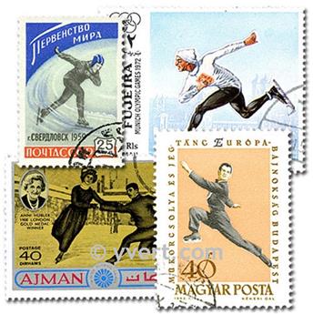 PATINAGE : pochette de 50 timbres (Oblitérés)