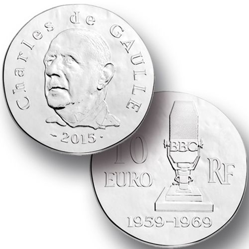 10 EUROS PRATA - FRANÇA - CHARLES DE GAULLE